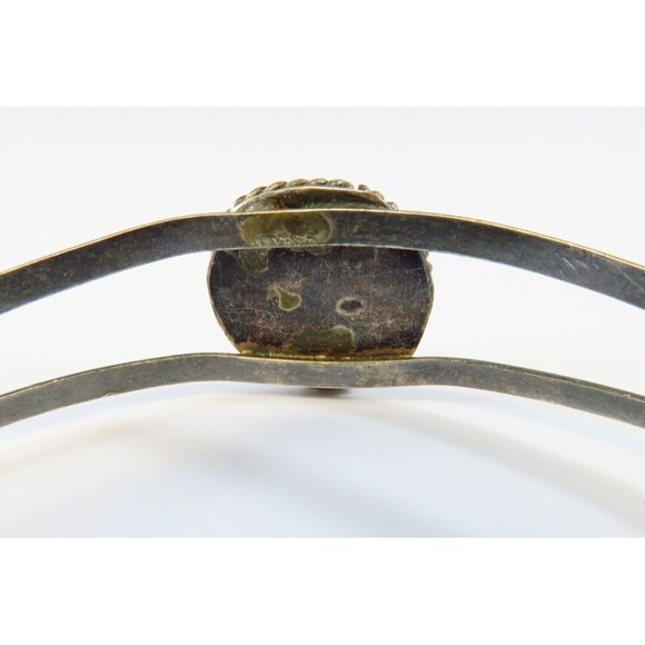 Turquoise Solitaire Cuff Bracelet Vintage Unsigned Navajo Style Sterling Silver - Picture 6 of 11